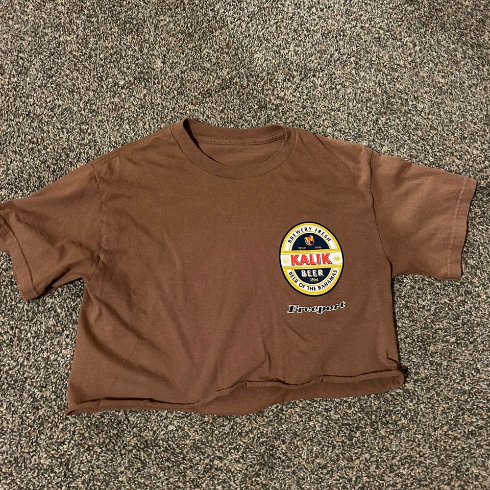 (5 for $25) Cropped Brown Kalik Beer T-Shirt